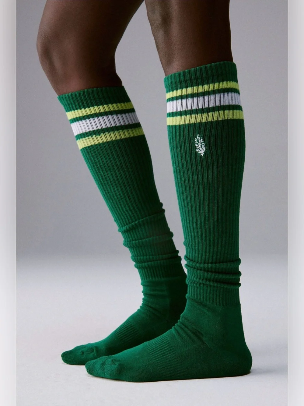 FP Movement Knee High Logo Stripe Socks (Heritage Green Combo - Size One Size, N